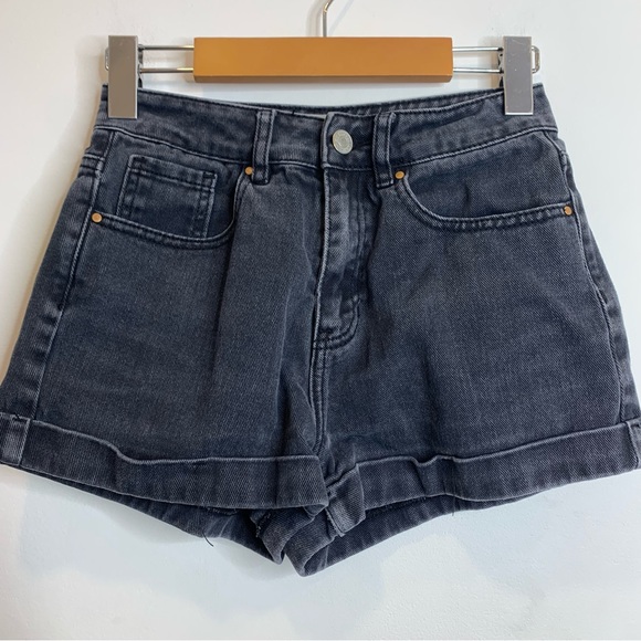 PacSun Pants - PacSun Cuffed Mom Denim Shorts Grey/Black